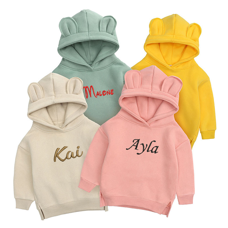 Baby Clothing Jumper - Gepersonaliseerde Borduurwerk Kinderen Beer Hoodie Aangepaste