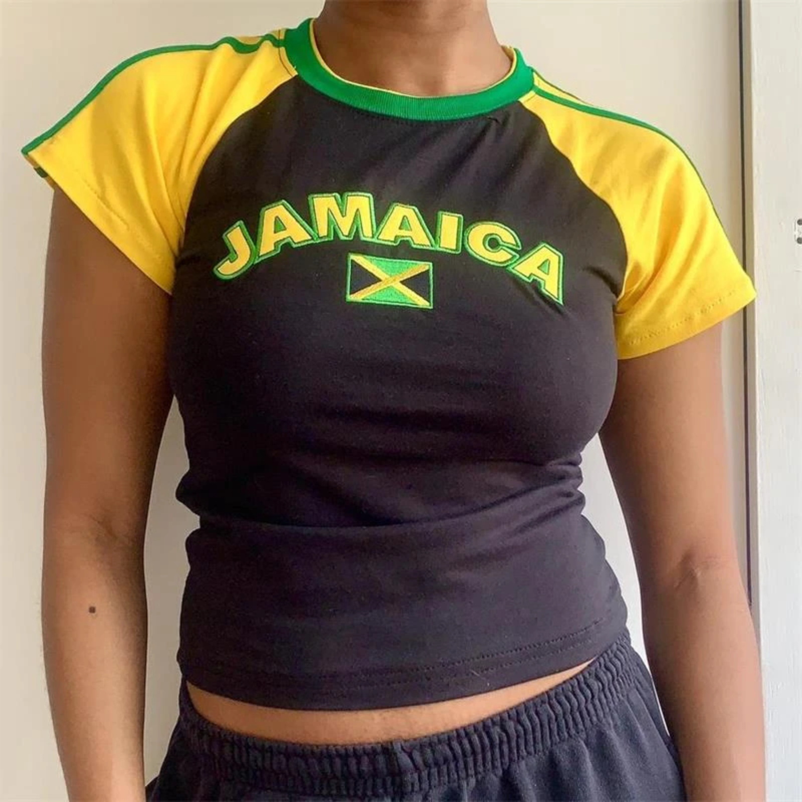 Baby Clothing Cheap - Vrouwen Esthetische Jamaica Brief Print T-shirt
