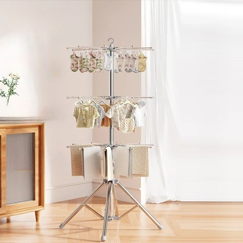 Baby Clothing Hanging Rack - Babykleertjes Droogrek-Opvouwbare Binnen/Buiten Wasorganizer met 32